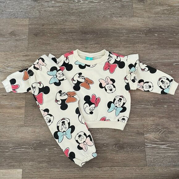 Primark Kids Matching Set - Cream with Multicolor Mickey Print - Picture 1 of 1